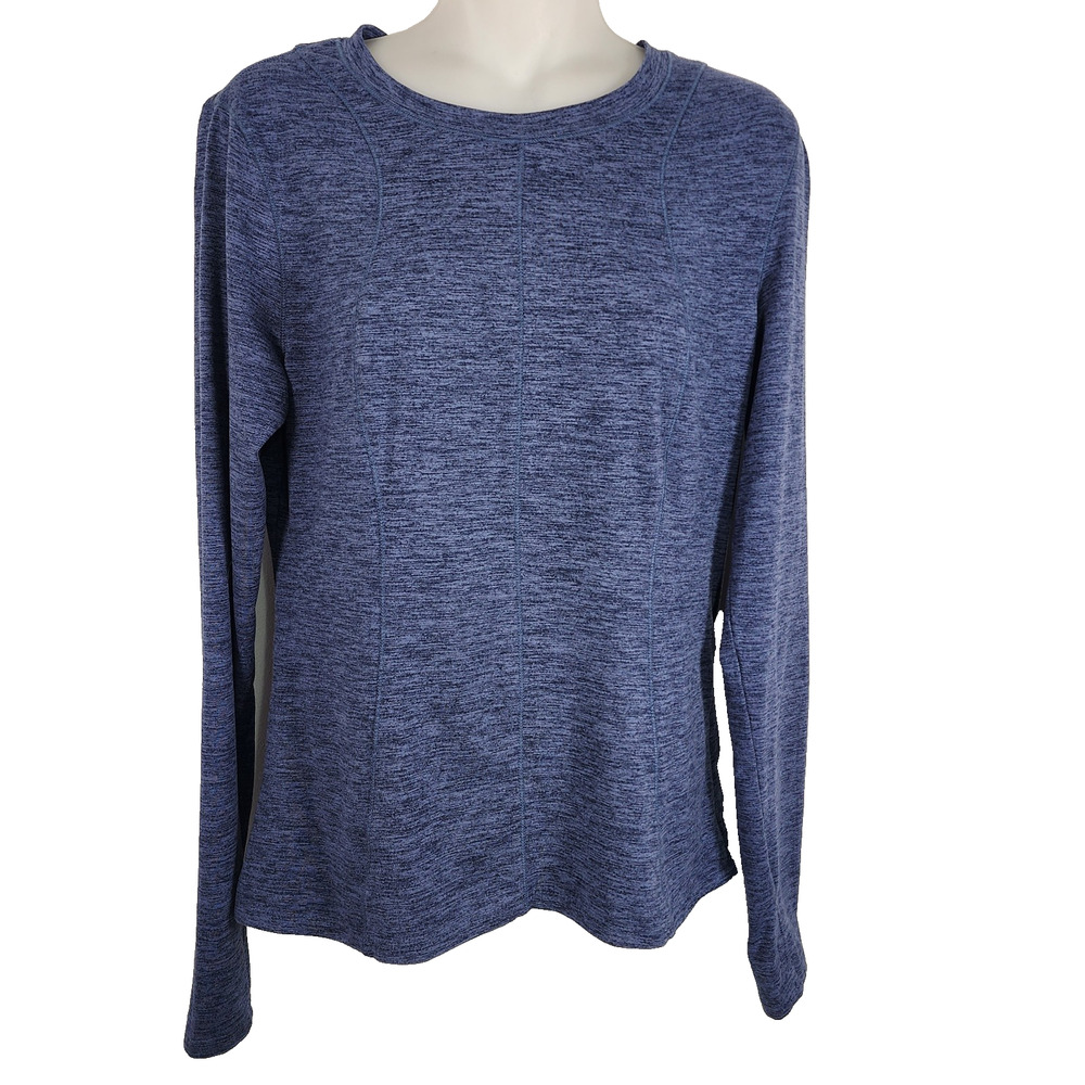 Spyder Active Womens Shirt Medium Heather Blue Running Thumb Hole Zip Pockets